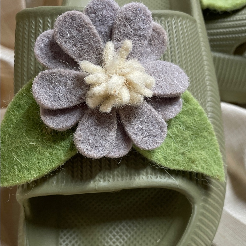 Funky Olive Floral Slide Sandals - Picture 2 of 5